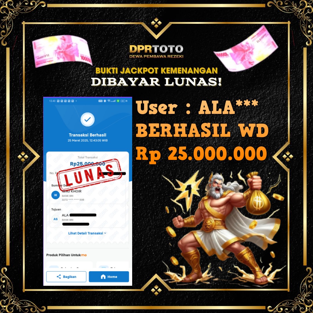 KEMENANGAN BESAR OLYMPUS WD 25.000.000 - LUNAS